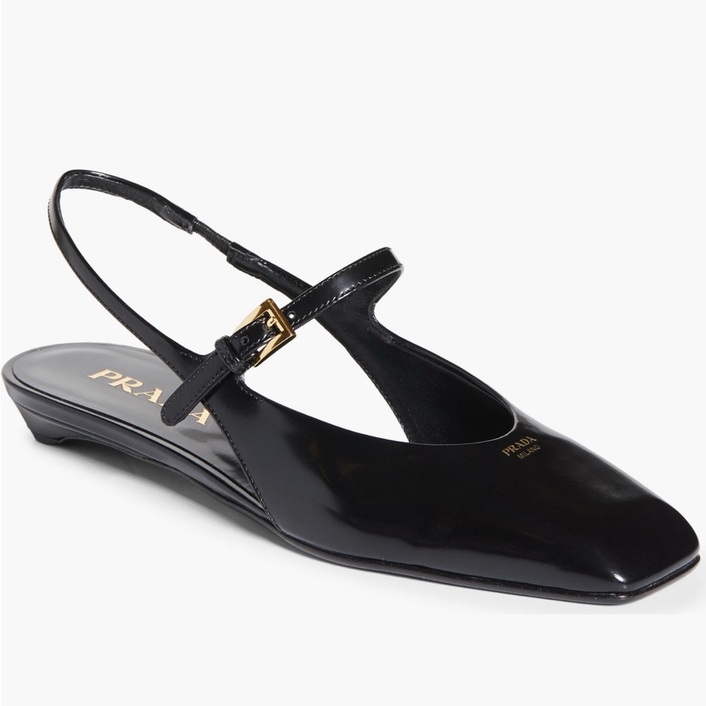 Prada Modellerie Square Toe Slingback Size 5/35 Black
